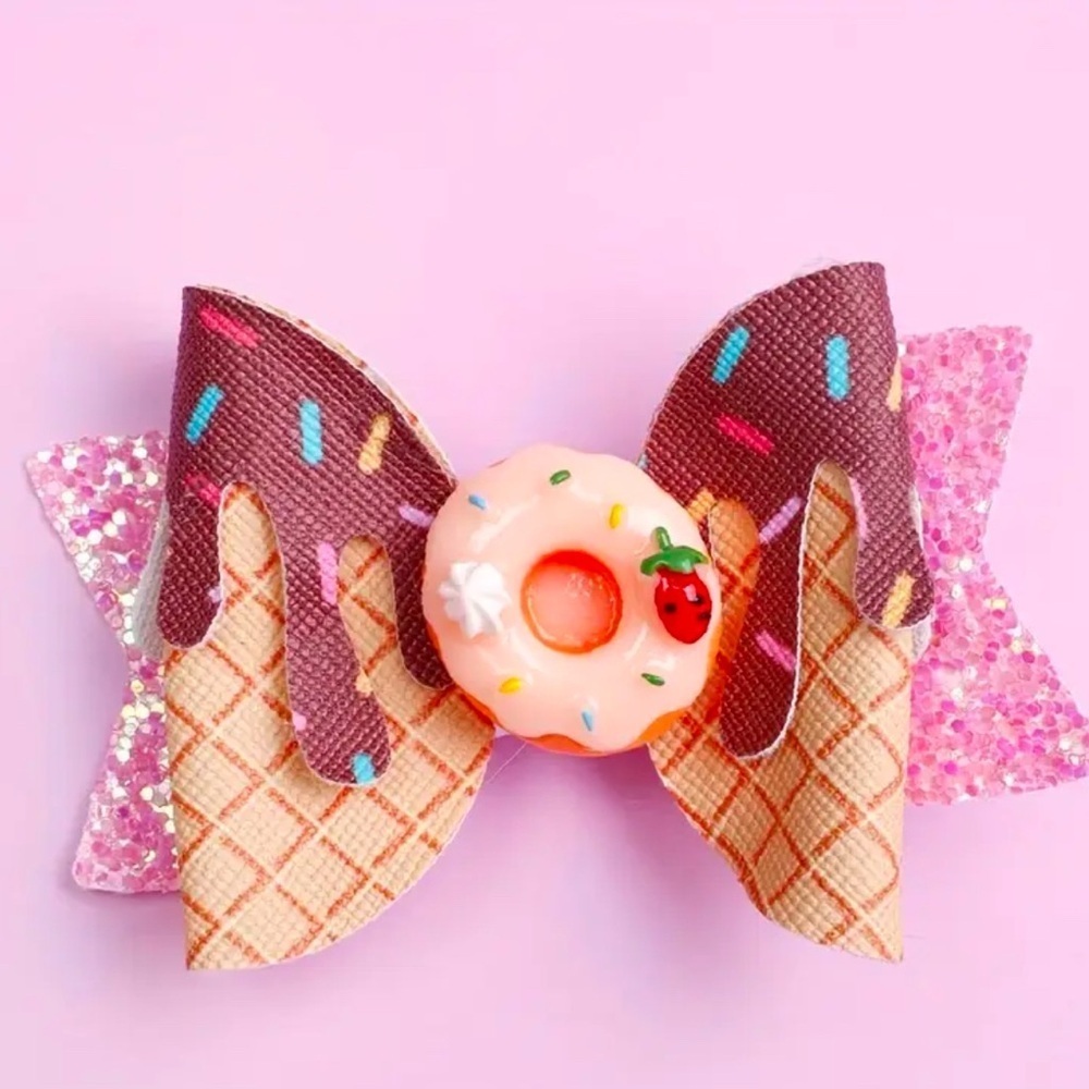 Adorable Bowknot Ice Cream Donut Hair Clip - Picture 1 of 4